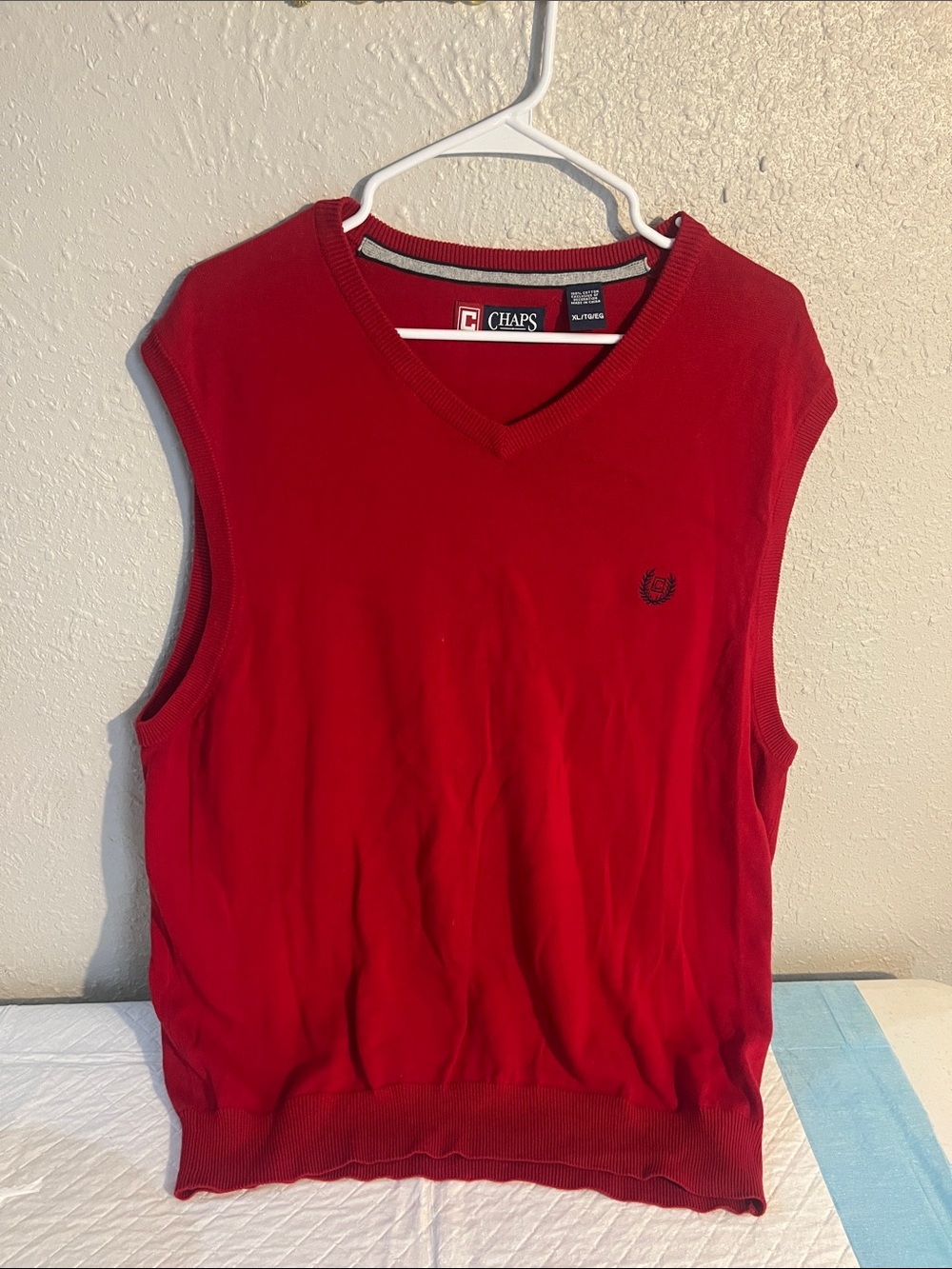 Chaps Red Sleeveless V-Neck Knit Vest